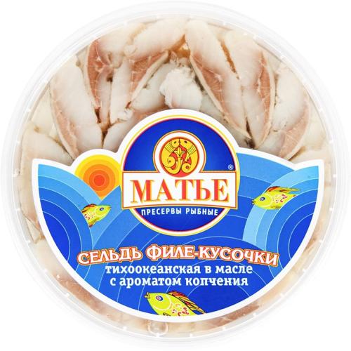 

Сельдь Матье в масле с ароматом копчения филе кусочки 365 г