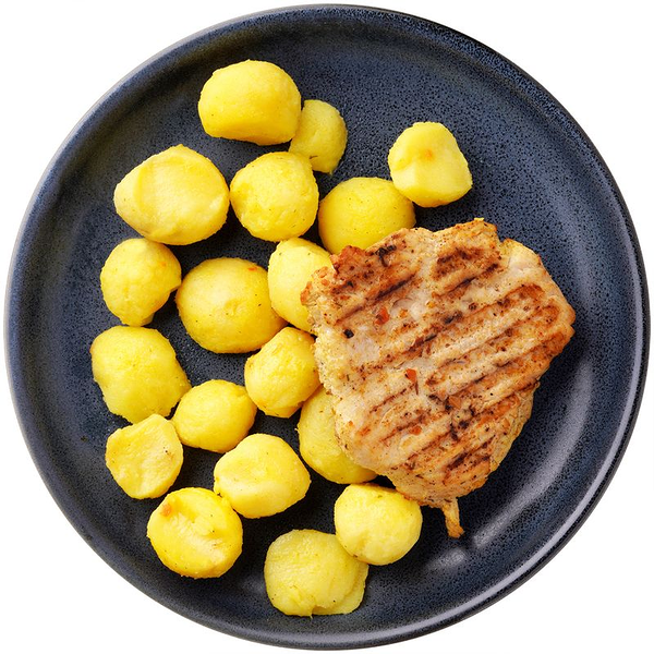 Комплексный обед  Домашний Очаг №27 отбивные из курицы, картофель зарумяненный, салат оливье, хлеб 425 г