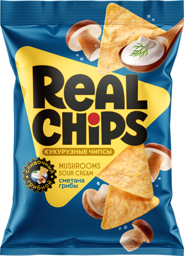 

Чипсы Real Chips цельнозерновые кукурузные Грибы и сметана 85 г