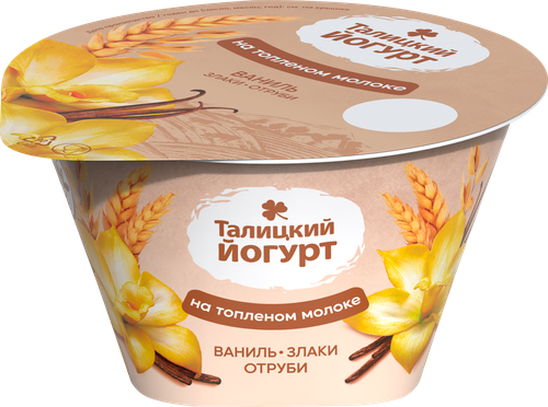 

Йогурт Талицкое на топленом молоке ваниль-злаки-отруби 8% без змж 125 г