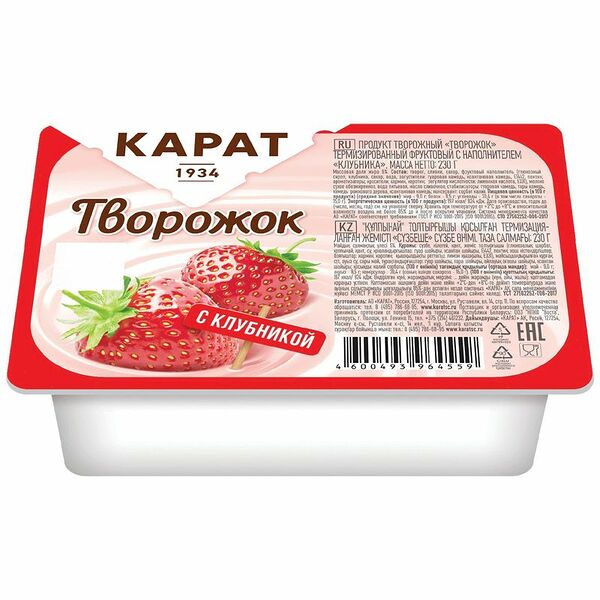 Творожок Карат с клубникой 9% 230 г