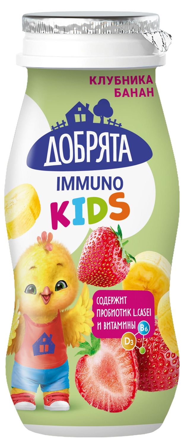 

Продукт кисломолочный Добрята клубника-банан 1.5% БЗМЖ 90 г