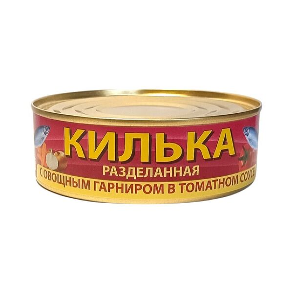 Килька балтийская неразделанная с овощным гарниром в томатном соусе 220г