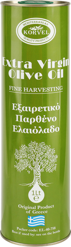 

Греческое оливковое масло Korvel Extra Virgin металлическая банка, 1 л