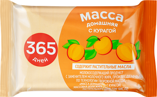 Продукт творожный 365 дней Домашняя масса с курагой 23%, с змж, 180 г