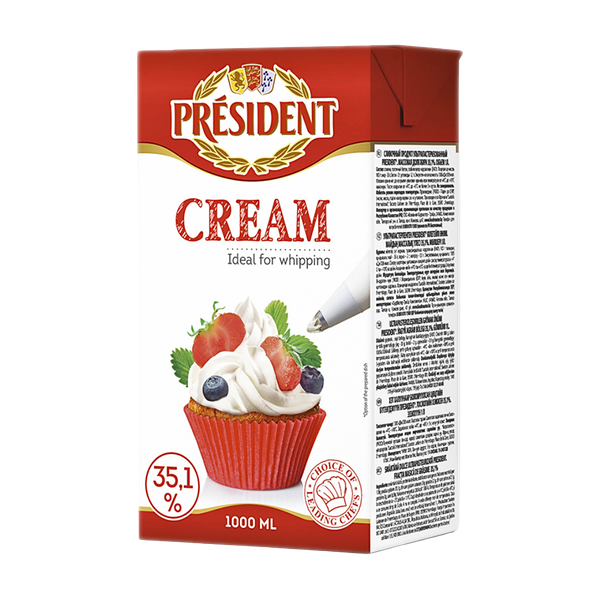 Сливки President 35.1% 1 л