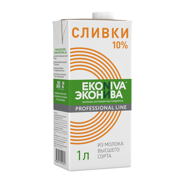 Сливки ультрапастеризованные ЭкоНива Professional Line 10%, 1 л