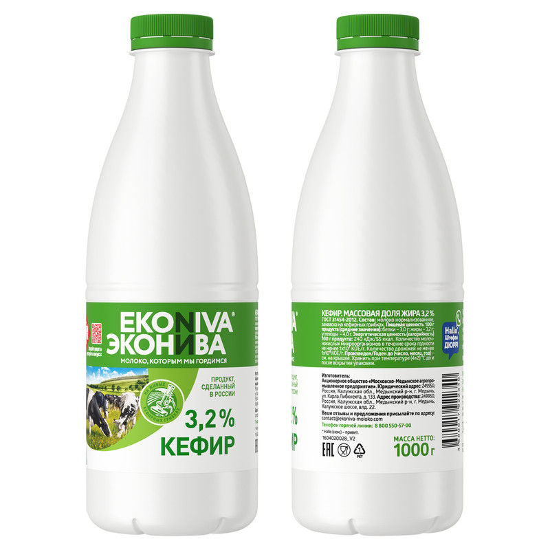 

Кефир ЭкоНива 3.2% 1 кг