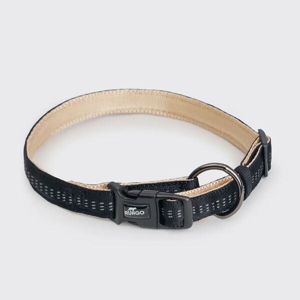 Ошейник Rungo Downtown S-M: 30–45 см х 15 мм черный с бежевым