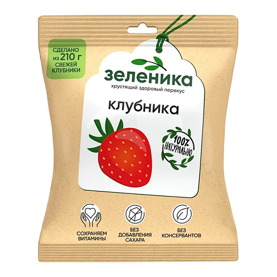 

Клубника Зеленика Здоровый ягодный перекус сушёная 15 г