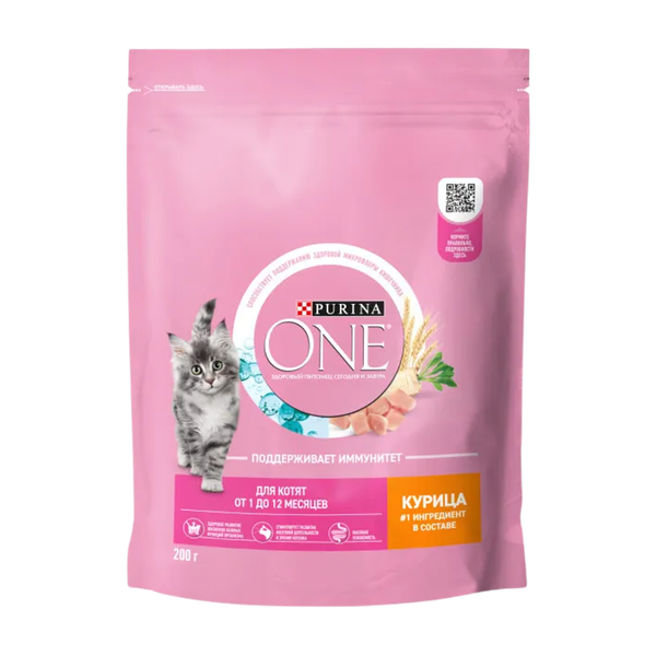 Корм сухой Purina One курица и цельные злаки для котят 200 г