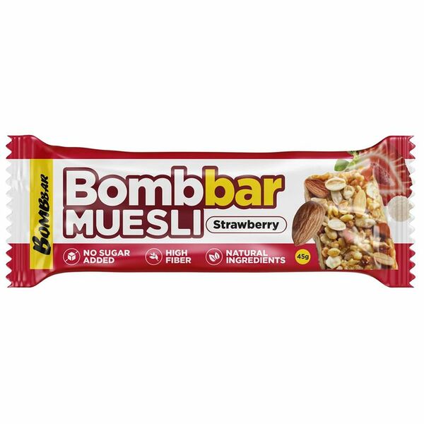 Батончик BombBar мюсли клубника 45 г