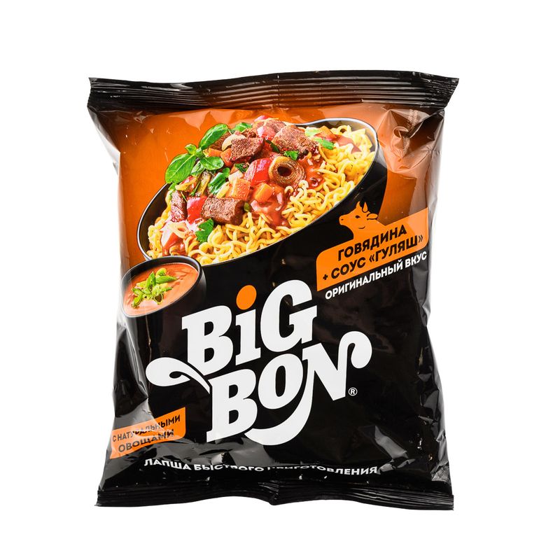 

Лапша BigBon Говядина и соус гуляш 75 г