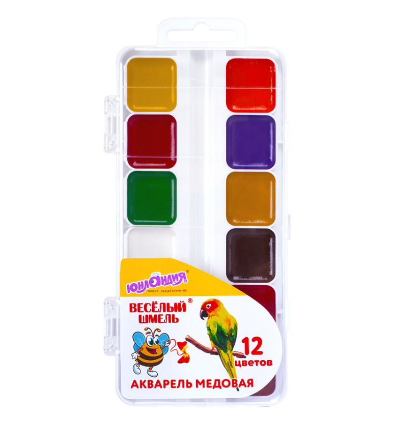 

Краски акварельные Юнландия Веселый шмель 12 цветов