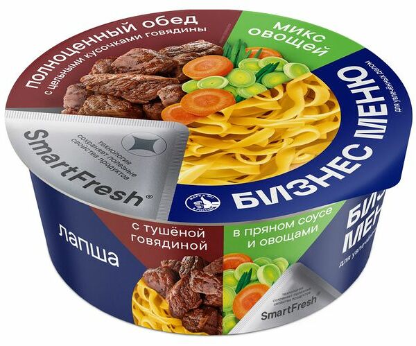 Лапша быстрого приготовления Бизнес Меню с тушеной говядиной в пряном соусе 110 г
