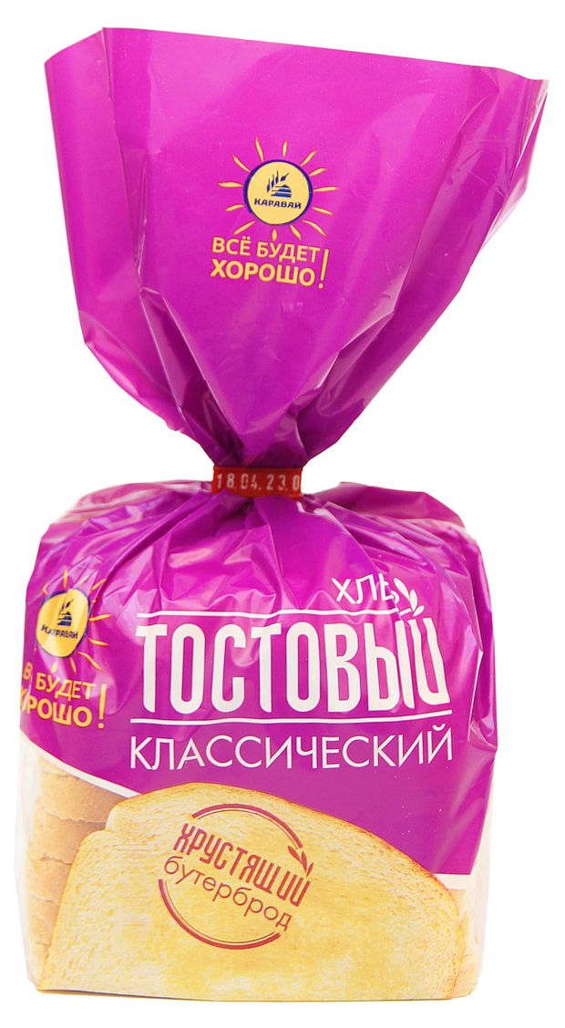 

Хлеб Каравай Тостовый Классический формовой нарезанная часть изделия 340 г