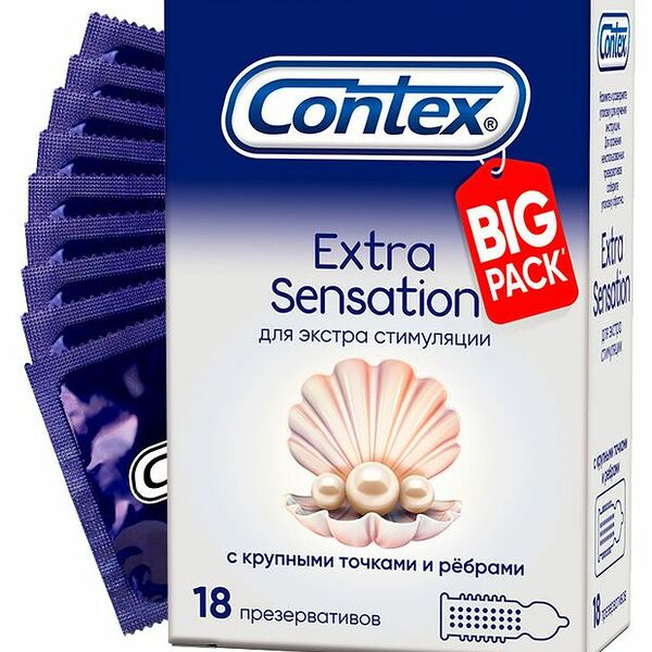 Презервативы Contex Extra Sensation с крупными точками и ребрами 18 шт