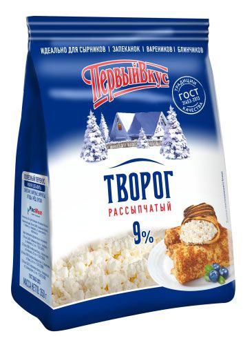 

Творог Первый Вкус рассыпчатый, 9%, пакет