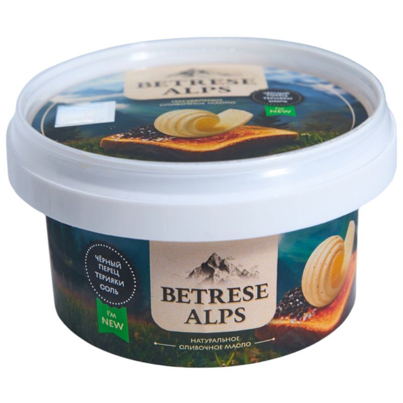 

Масло сливочное Betrese Alps Ароматное с чёрным перцем и солью 63% 110 г