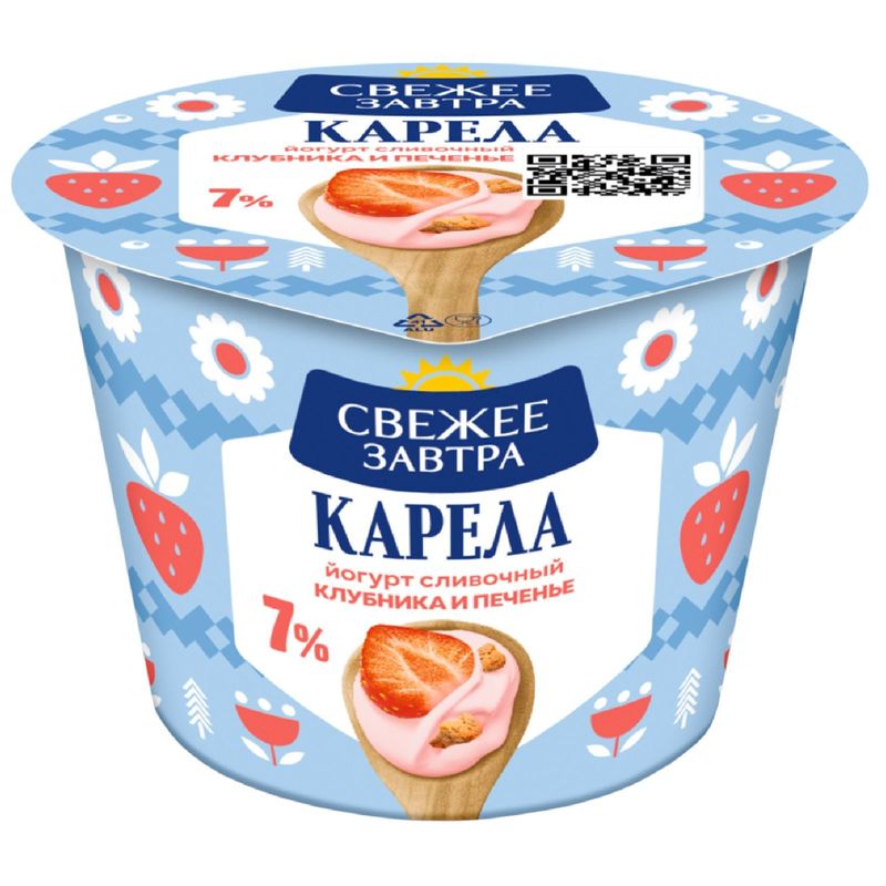 

Йогурт Свежее Завтра Сливочный клубника и печенье 7% 180 г