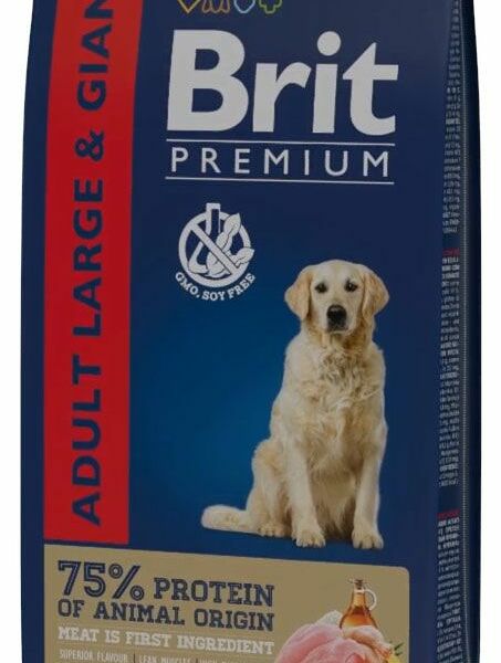 Brit Premium Dog Adult Large and Giant с курицей для взрослых собак крупных и гигантских пород, 15 кг