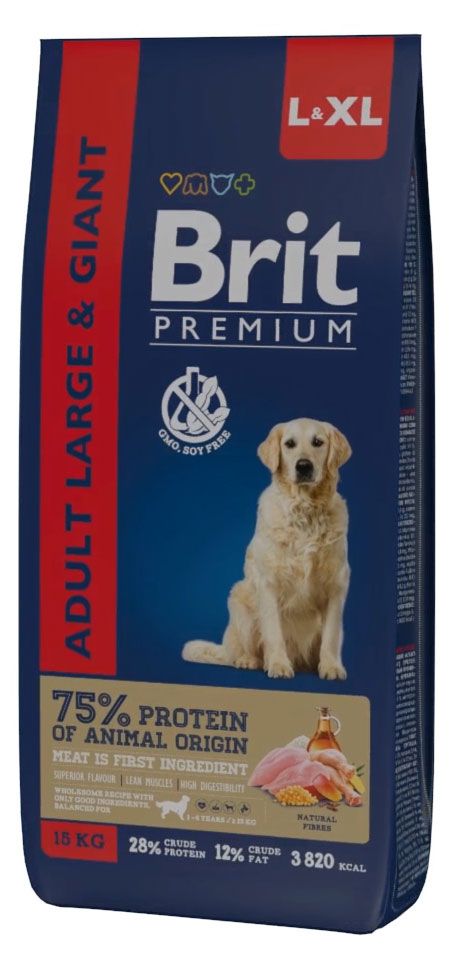 

Brit Premium Dog Adult Large and Giant с курицей для взрослых собак крупных и гигантских пород, 15 кг