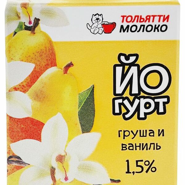 Йогурт Тольяттимолоко груша-ваниль 1,5% БЗМЖ, 400 г