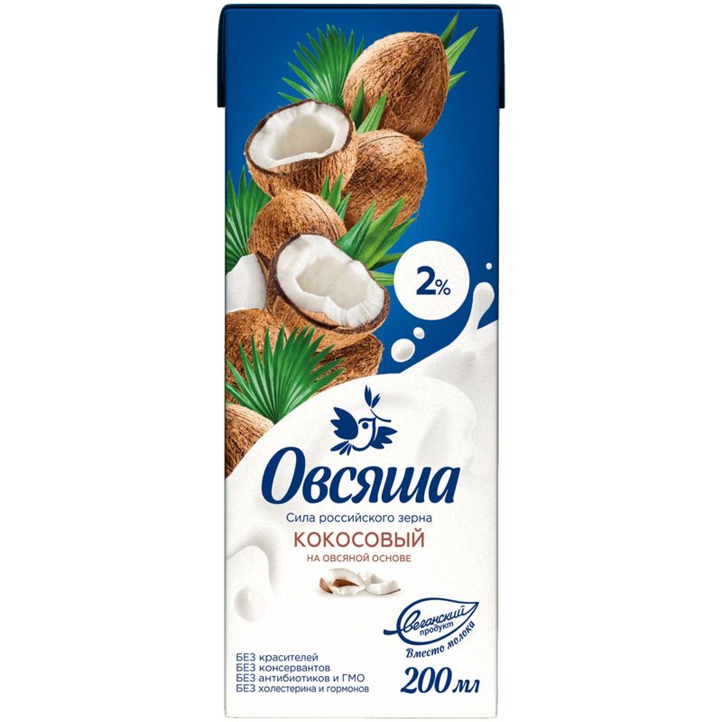 

Напиток Овсяша кокосовый на овсяной основе 2% 200 мл