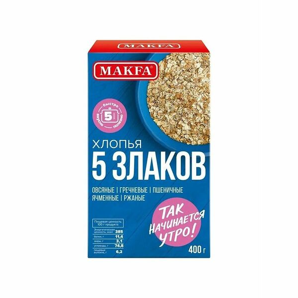 Хлопья мультизлаковые Makfa 5 злаков, 400 г
