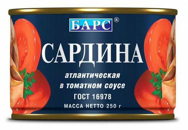 Сардина Барс Атлантическая в томатном соусе 250 г