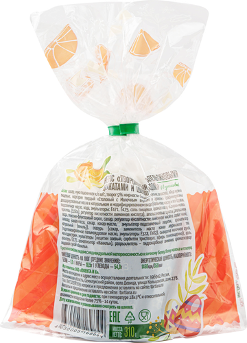 

Кекс Родные просторы творожный с апельсиновыми цукатами и шоколадом 310 г