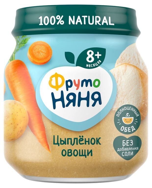 

Пюре ФрутоНяня Цыпленок с рисом и овощами с 8 месяцев 100 г