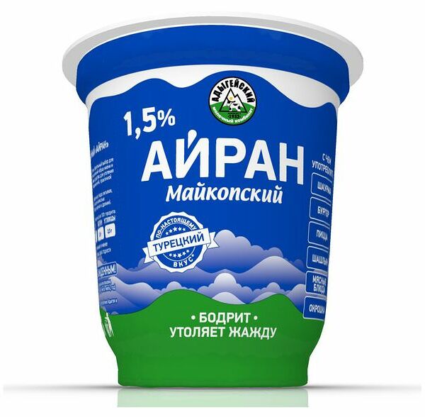 Айран МАЙКОПСКАЯ МОЛОЧНАЯ ПРОДУКЦИЯ 1,5%, без змж 300г