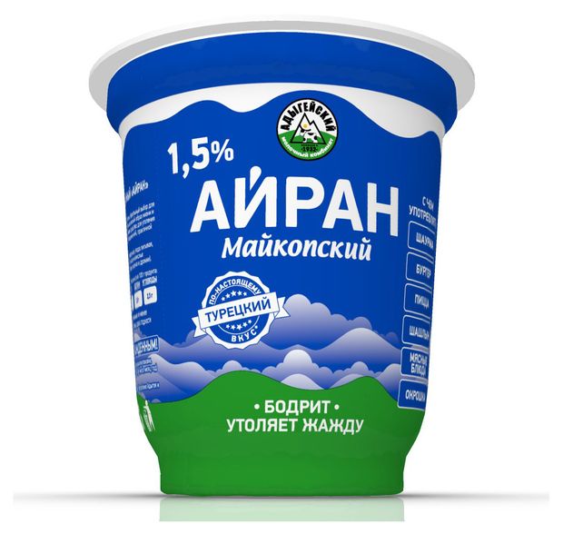 

Айран МАЙКОПСКАЯ МОЛОЧНАЯ ПРОДУКЦИЯ 1,5%, без змж 300г