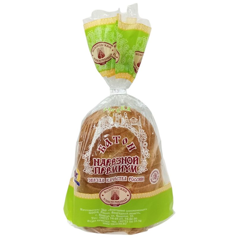 

Батон Вологодский хлебокомбинат нарезной в нарезке 250 г