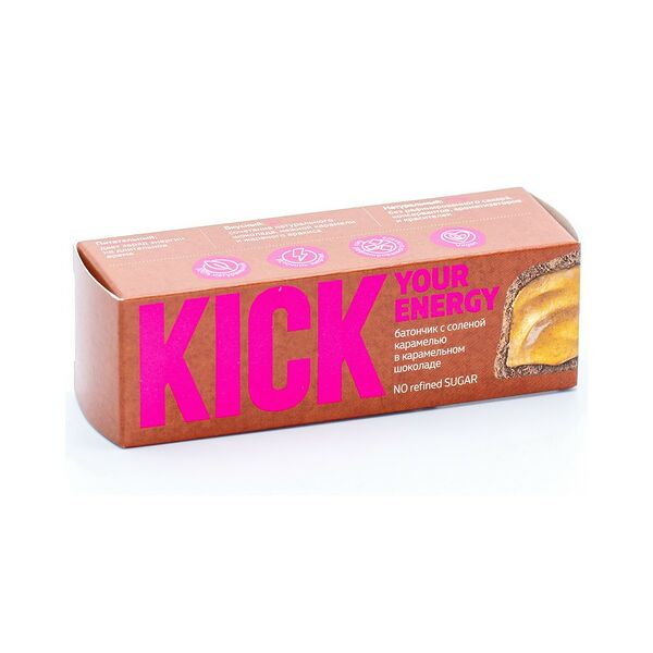 Батончик соленая карамель в карамельном шоколаде, 45 гр