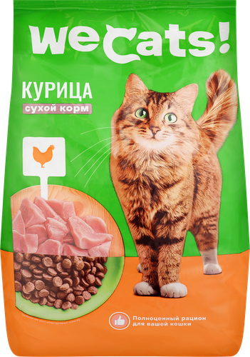 

Корм сухой для взрослых кошек WeCats с курицей полнорационный 400 г