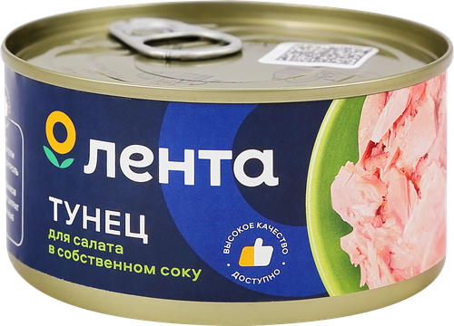 

Тунец для салата Лента в собственном соку 185 г