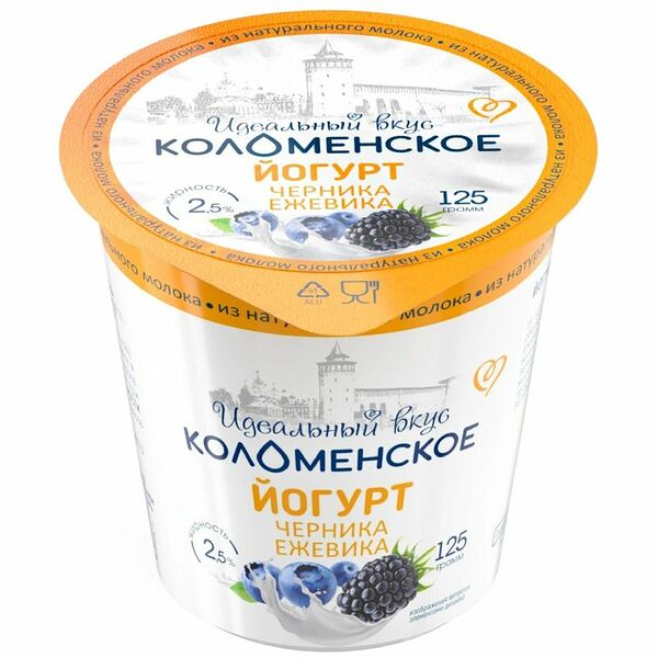 Йогурт Коломенское Черника-ежевика 2.5% БЗМЖ 125 г