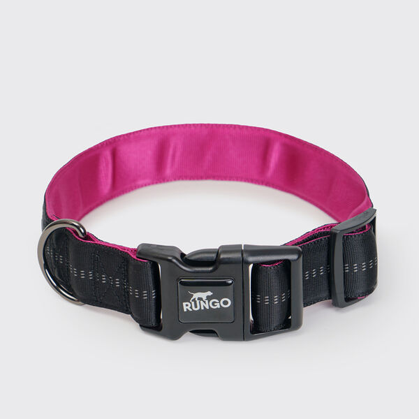 Ошейник Rungo Downtown Extra Wide M-L: 40–55 см х 38 мм черный с орхидеей