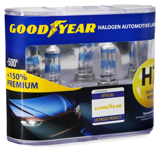 

Лампа автомобильная Goodyear Premium галогеновая Н7 12V 55W PX26D, 2 шт.