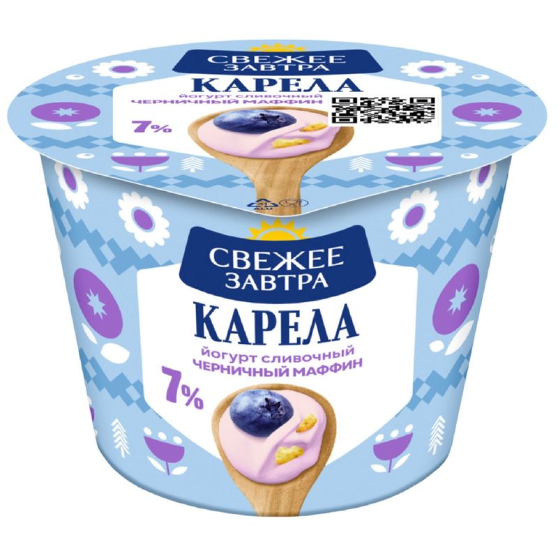 

Йогурт Свежее Завтра Cливочный черничный маффин 7% 180 г