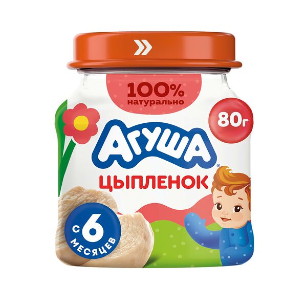 Пюре мясное Агуша Цыпленок с 6 месяцев 80 г