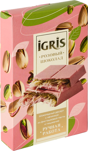 

Шоколад розовый Igris с начинкой из фисташковой пасты и пишмание 150 г