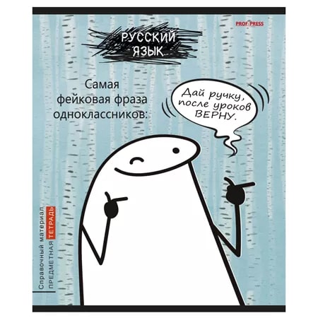 

Тетрадь Prof-Press Русский язык Мемы стандарт, холст линия 48 л