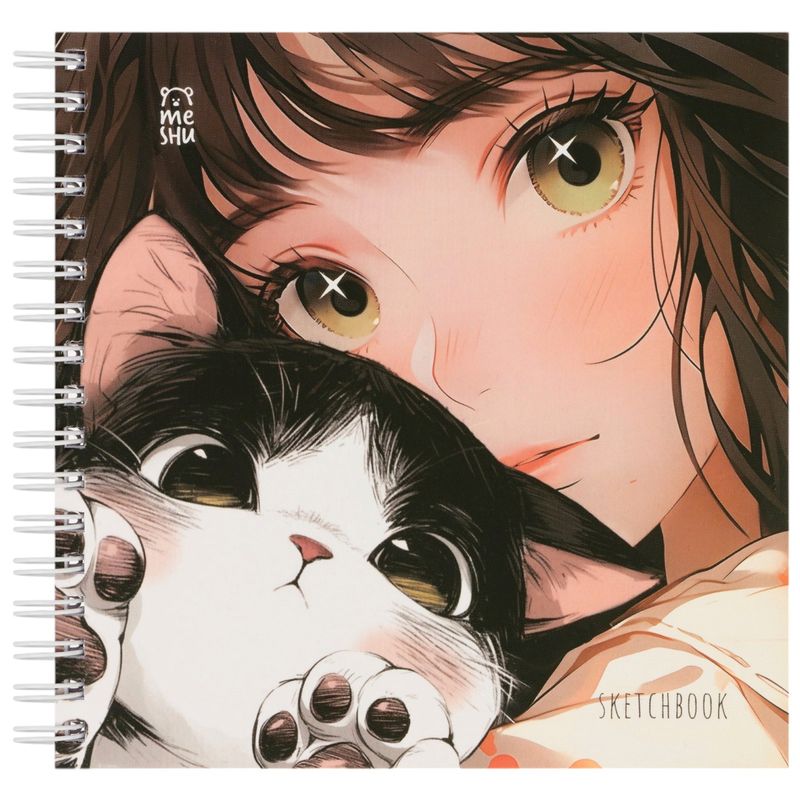 

Скетчбук Meshu Сat girl на гребне soft-touch 15x15 см, 60 листов