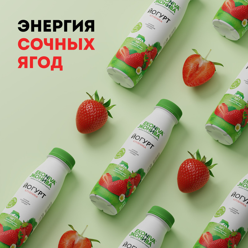 

Йогурт питьевой ЭкоНива с клубникой 2.5% 300 г