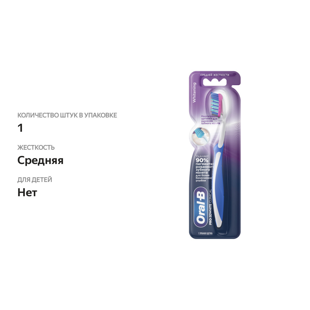 

Зубная щетка Oral-B Pro D 3D White Clinical Whitening средняя