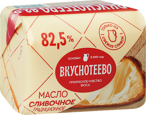 

Масло сливочное Вкуснотеево Традиционное 82.5% 180 г