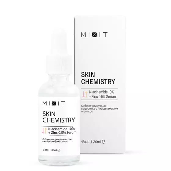 

Сыворотка Mixit Skin Chemistry Anti-Blemish Serum себорегулирующая с ниацинамидом и цинком 30 мл